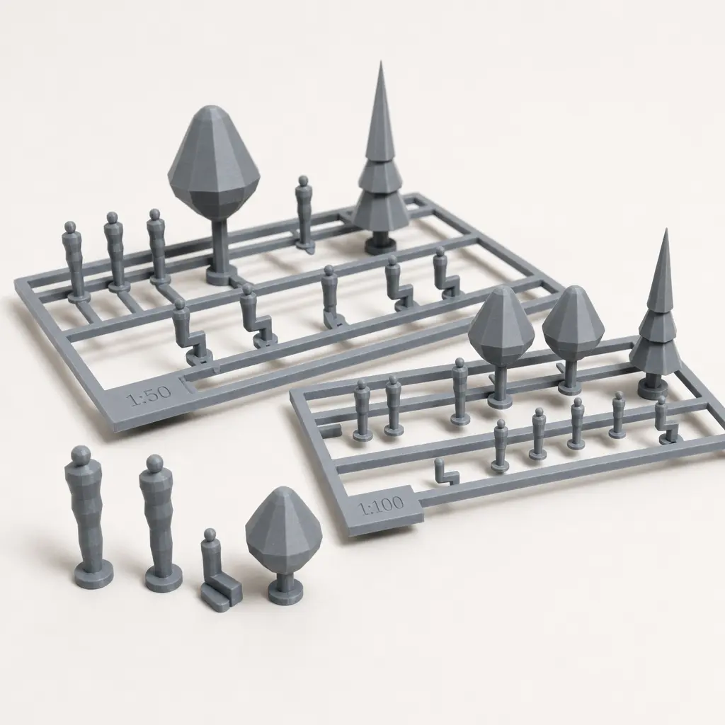 Foto del producto Set de figuras a escala 3D para maquetas de arquitectura 1:50 y 1:100