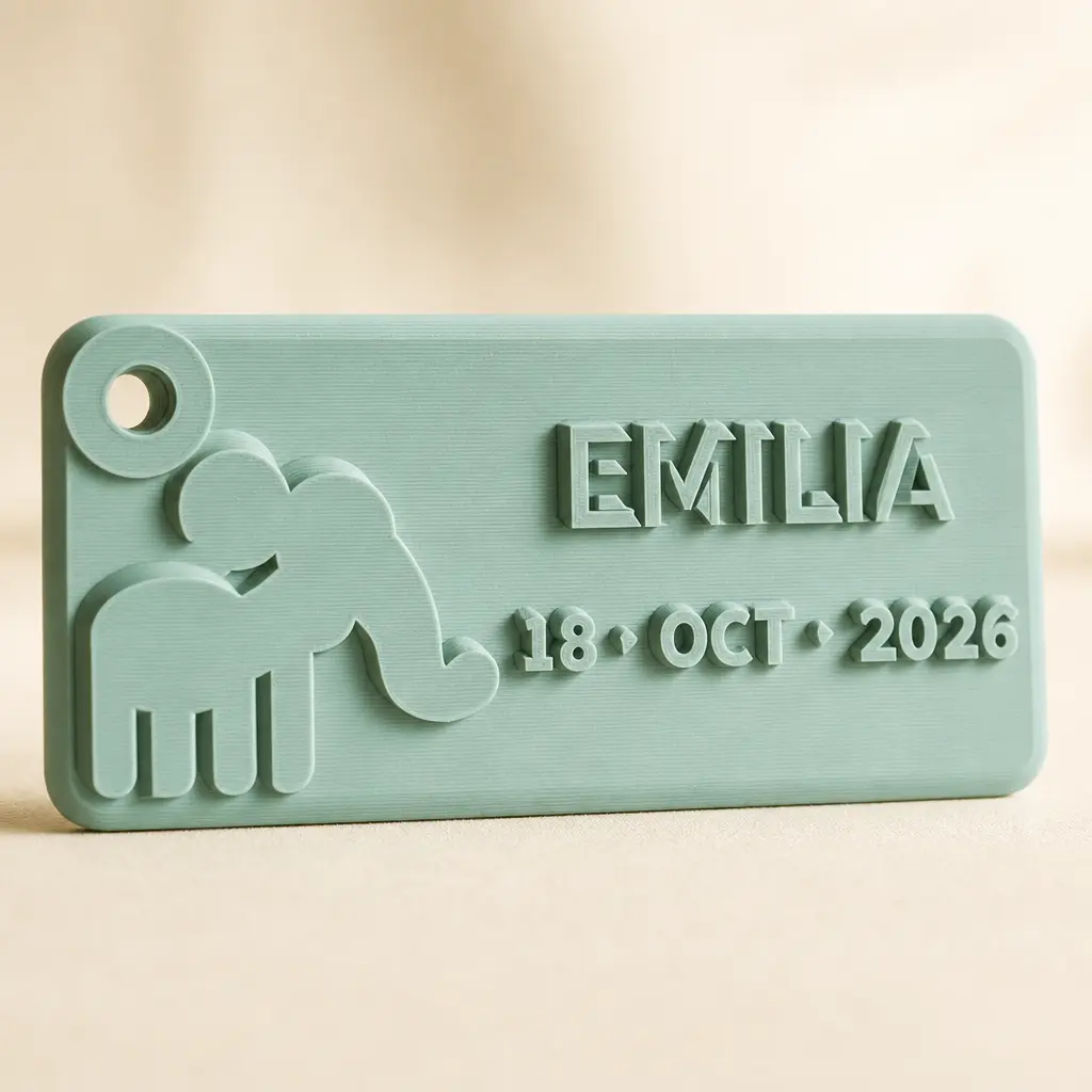 Foto del producto Llavero recuerdo de baby shower personalizado con elefantito