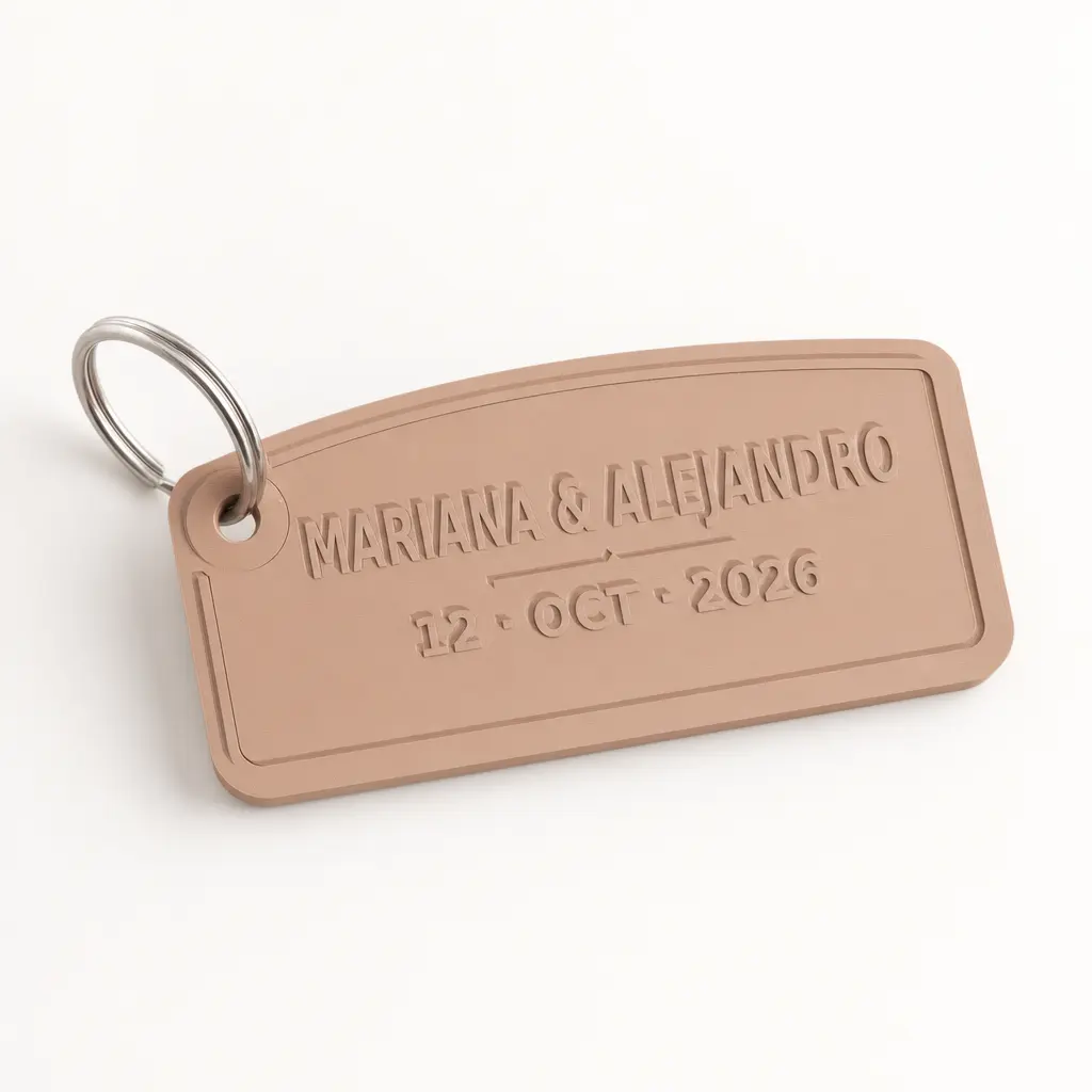 Foto del producto Llavero recuerdo de boda personalizado con nombres y fecha