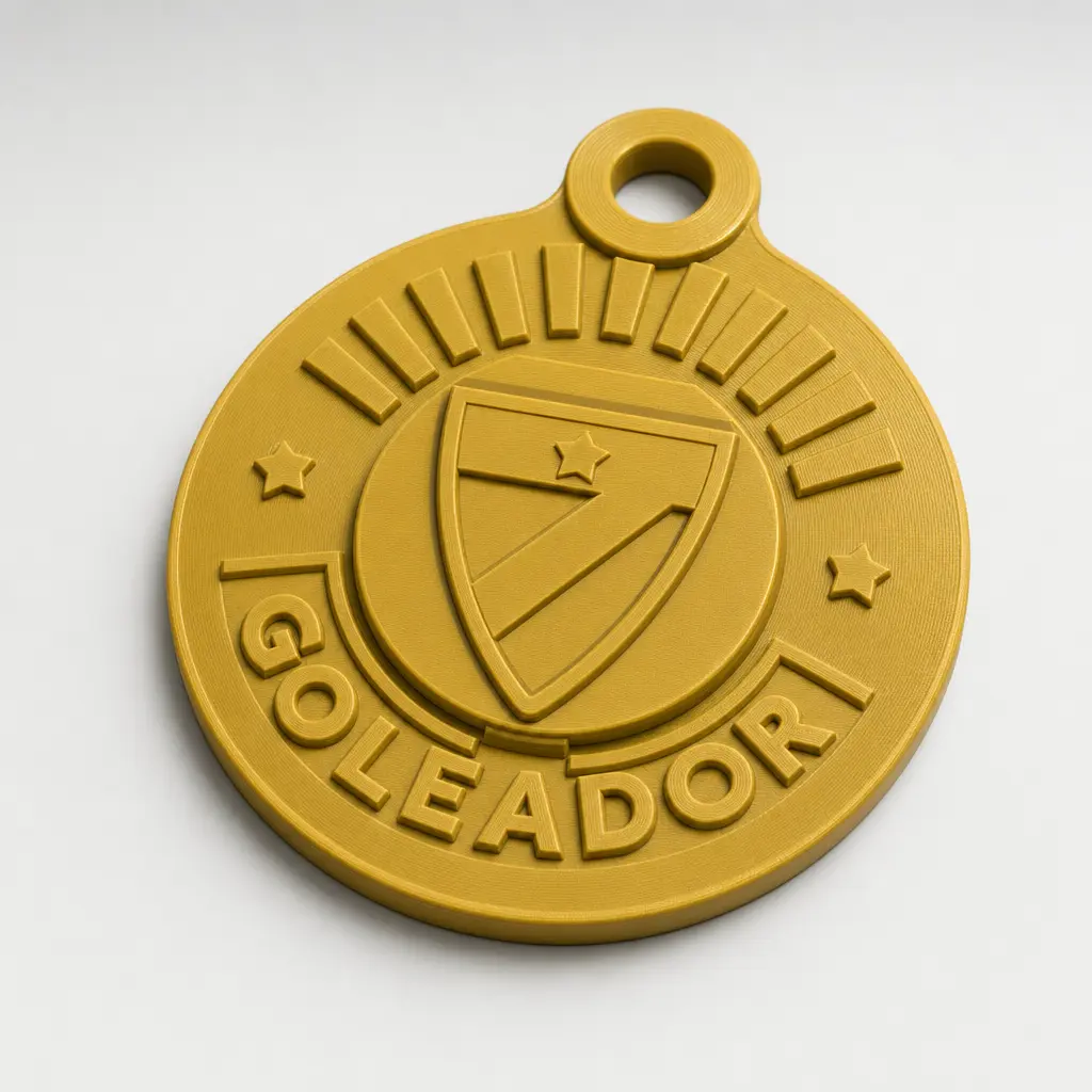 Foto del producto Medalla deportiva personalizable con escudo en alto relieve