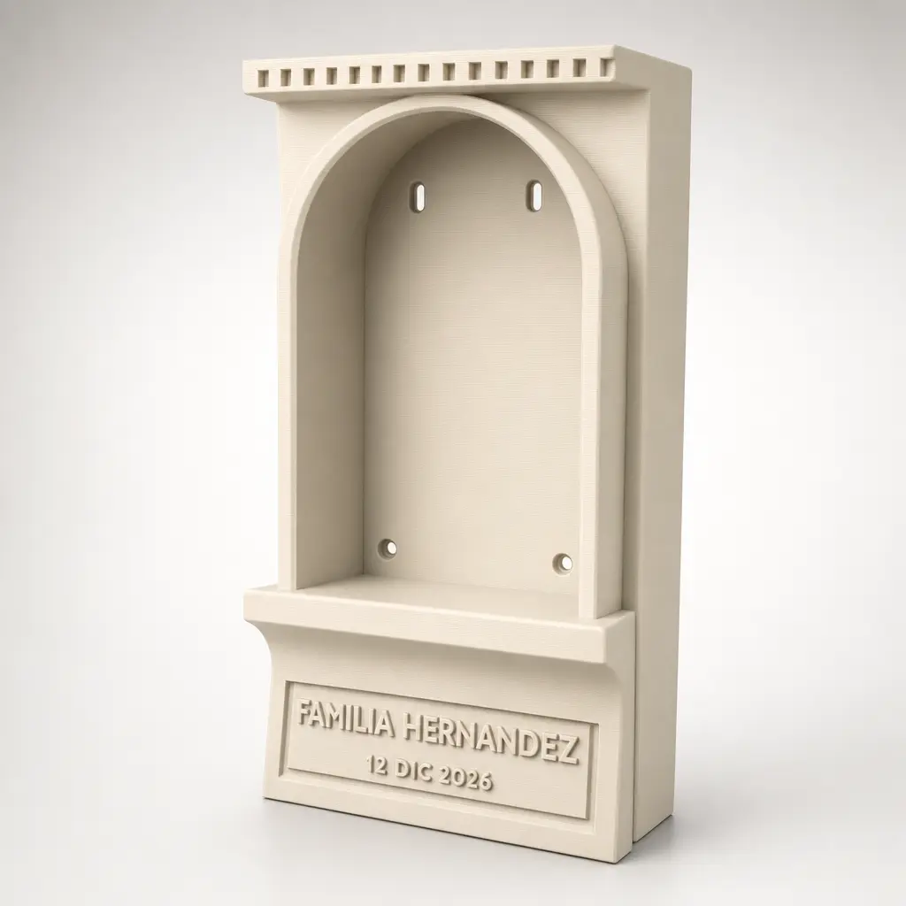 Foto del producto Nicho de pared para virgen o santo con apellido en relieve