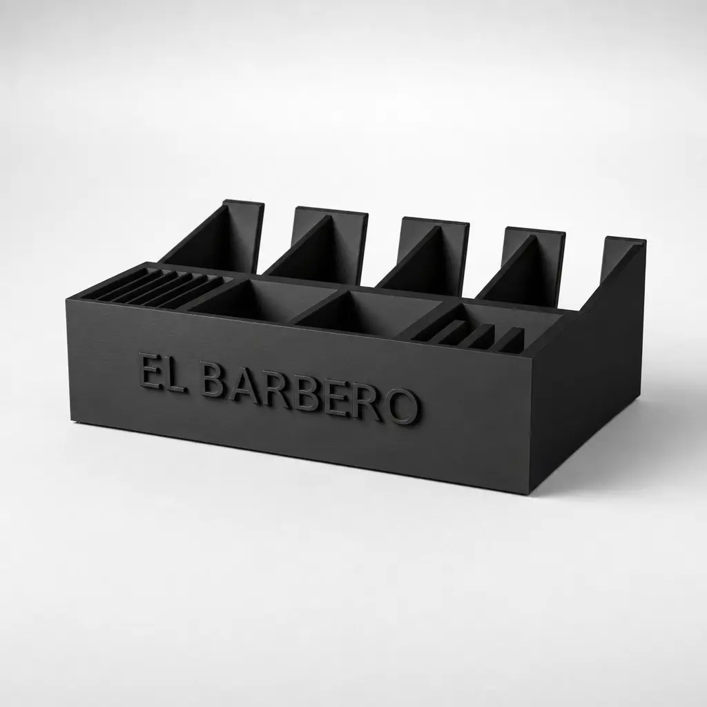 Foto del producto Organizador de estación de barbería con nombre en alto relieve