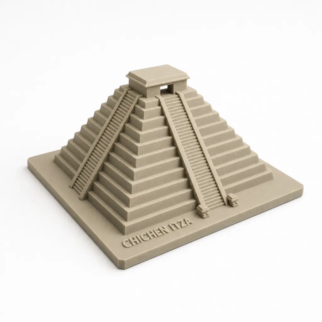 Foto del producto Pirámide de Chichén Itzá miniatura con peana grabada