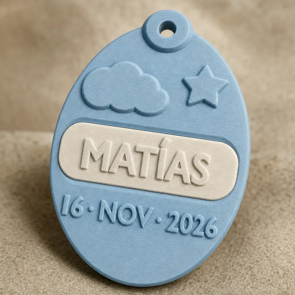 Foto del producto Recuerdo de bautizo personalizado bicolor con nombre y fecha