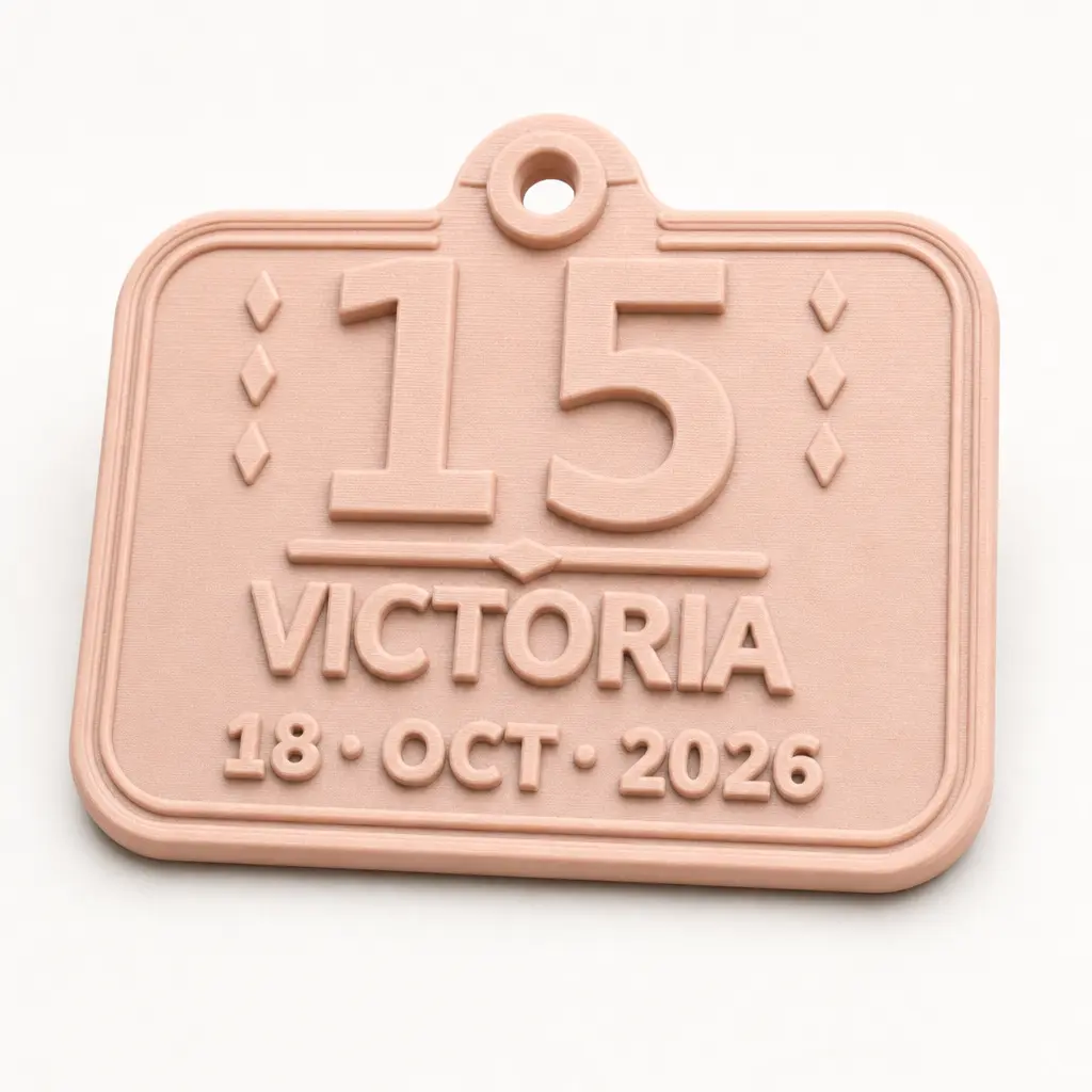 Foto del producto Recuerdo de XV años personalizado tipo llavero con nombre y fecha